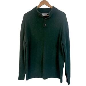 Enzo Mantovani Men's XXL Wool Henley Sweater Forest Green Pullover